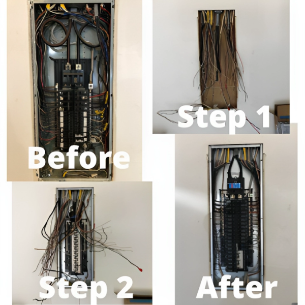 Before and after electrical panel change in Tigard by Classic Electric