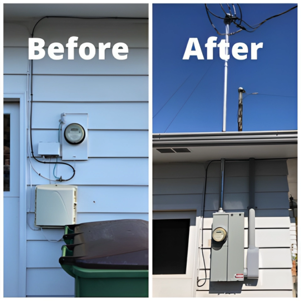 Before and after electrical service change in Tigard by Classic Electric-1